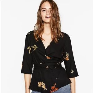 Floral kimono wrap blouse